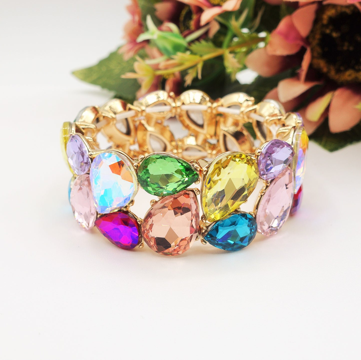 KRISTIN - Bracciale elasticizzato con pietre sfaccettate