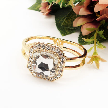 MELISSA - Bracciale manetta con maxi pietra e cubic zirconia