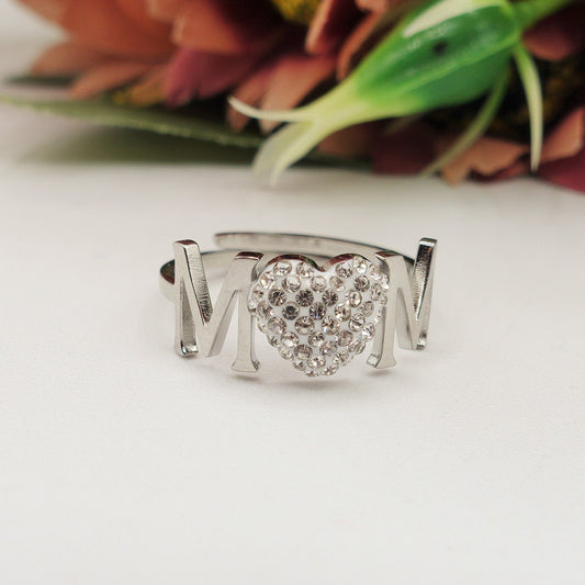 MOM - Anello regolabile in ACCIAIO con cubic zirconia
