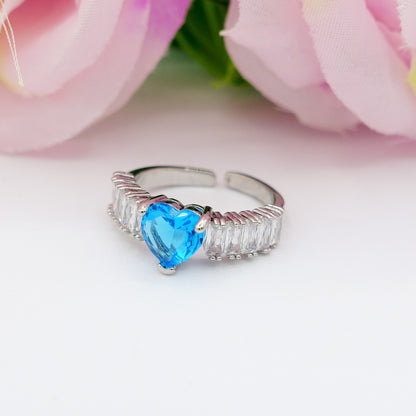 JULIANNE BIG HEART ~ Anello in cubic zirconia baguette e cuore