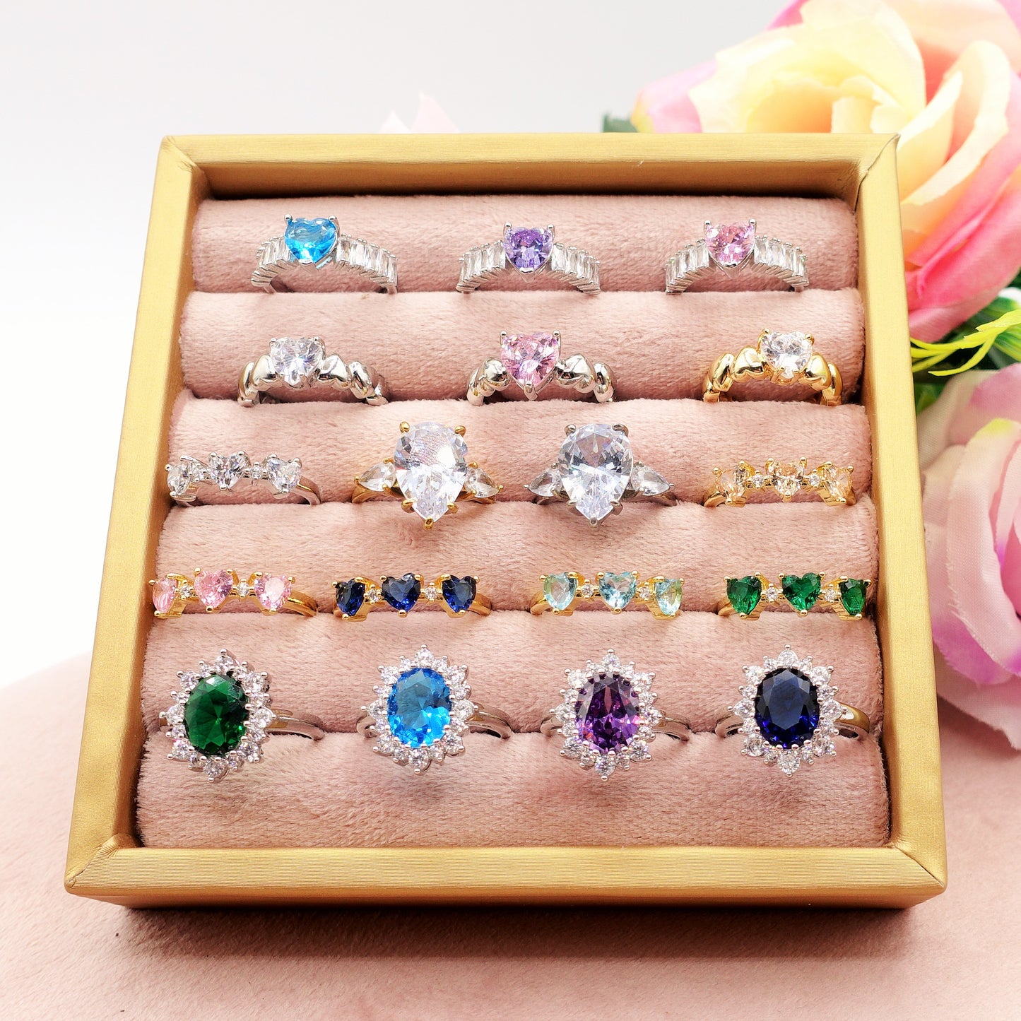 KATE ~ XL ~ Anello regolabile con cubic zirconia a forma di OVALE