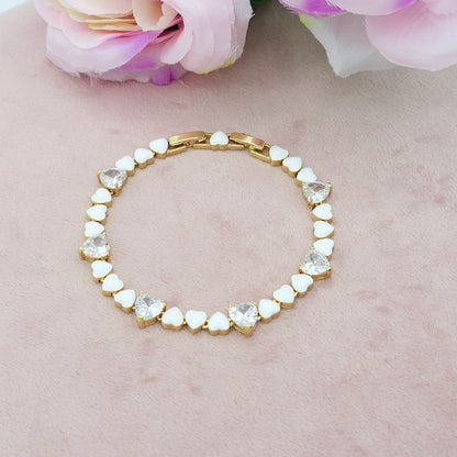 CLAIRE COLOURS - Bracciale Tennis - Bracciale con cuoricini bombè smaltati e Cubic Zirconia a forma di cuore
