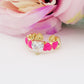 CLAIRE COLOURS - Anello con cuoricini bombè smaltati