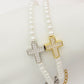 REBECCA CROSS - Bracciale perle con croce zirconata