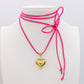 LOVE SUMMER - 12 Colori Collana cuore bombè ACCIAIO INOSSIDABILE con cordino camoscio