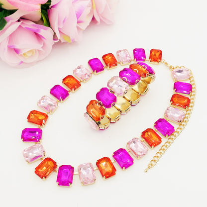 MARGOT SUNSET - LIMITED EDITION - SET COLLIER E BRACCIALE  con pietre sfaccettate