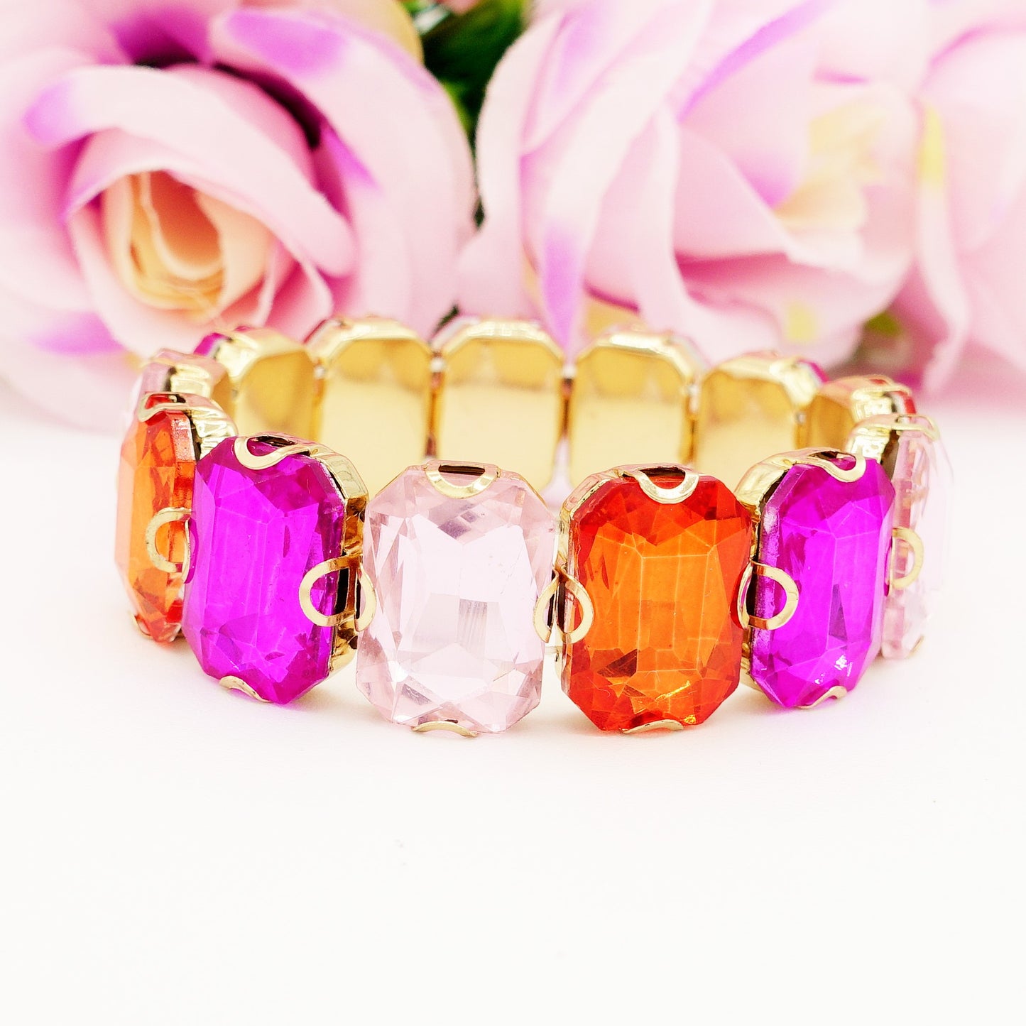 MARGOT SUNSET - LIMITED EDITION - SET COLLIER E BRACCIALE  con pietre sfaccettate