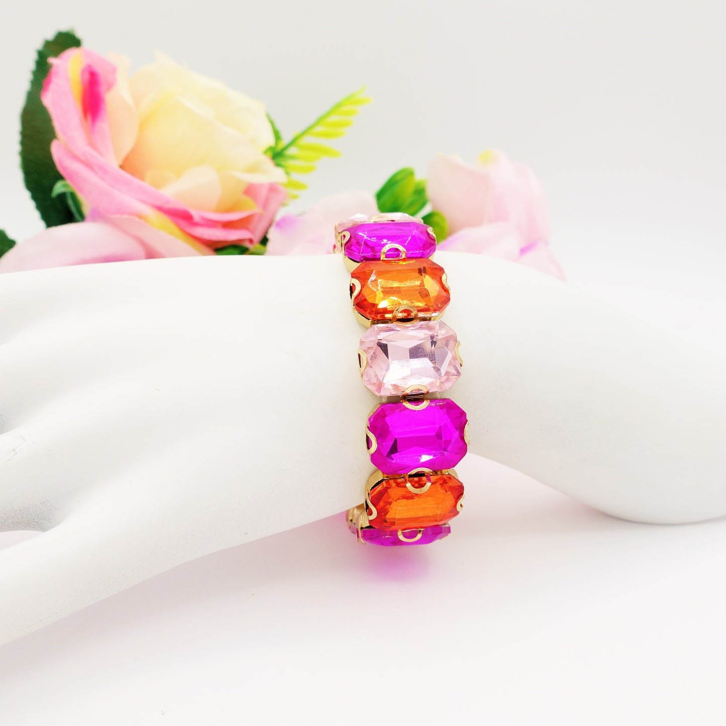MARGOT SUNSET - LIMITED EDITION - SET COLLIER E BRACCIALE  con pietre sfaccettate