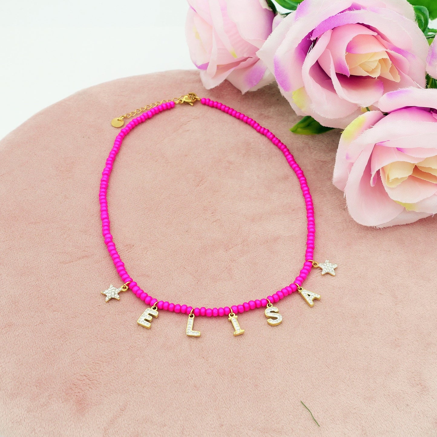 CHOKER Perle colours Con Nome personalizzato in Acciaio Inox