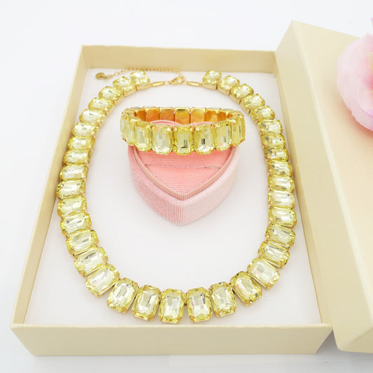 MARGOT YELLOW SET - Acciaio inossidabile - collier bracciale con pietre sfaccettate