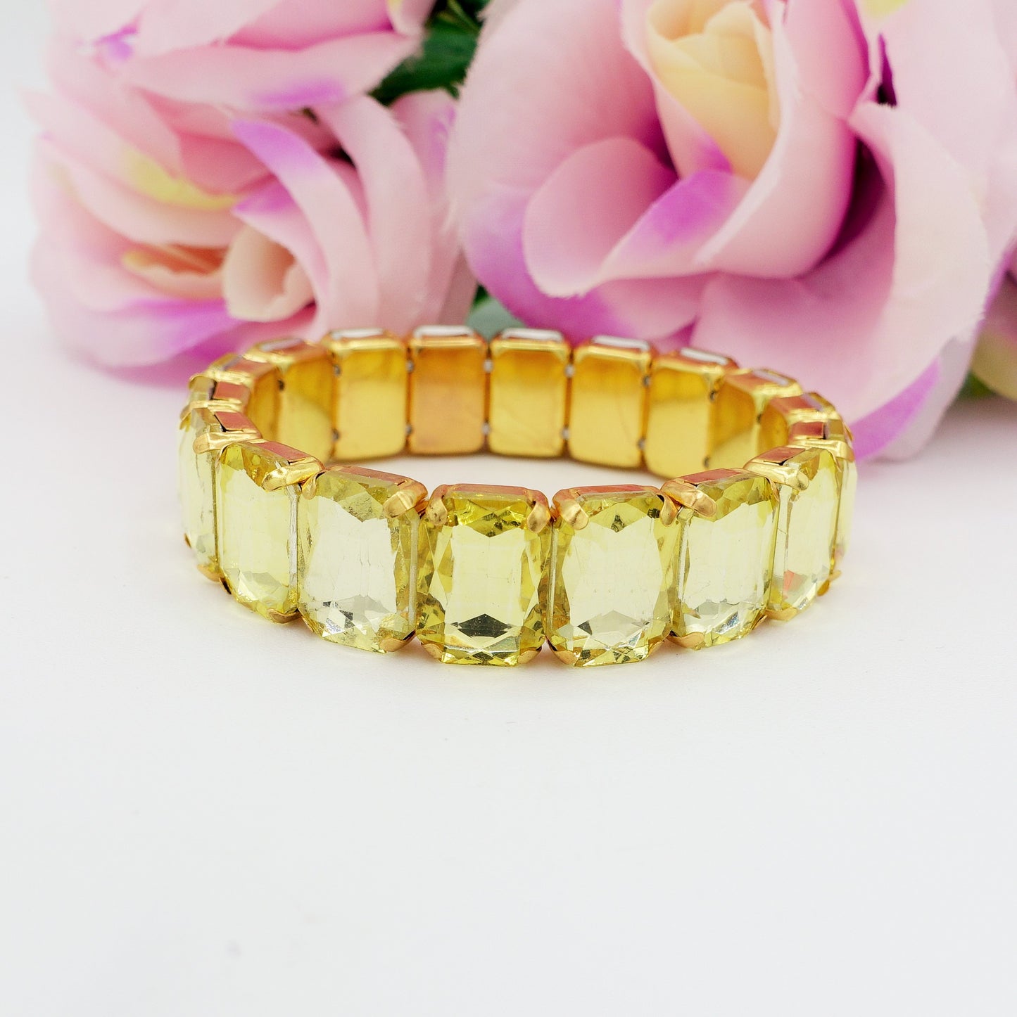 MARGOT YELLOW SET - Acciaio inossidabile - collier bracciale con pietre sfaccettate