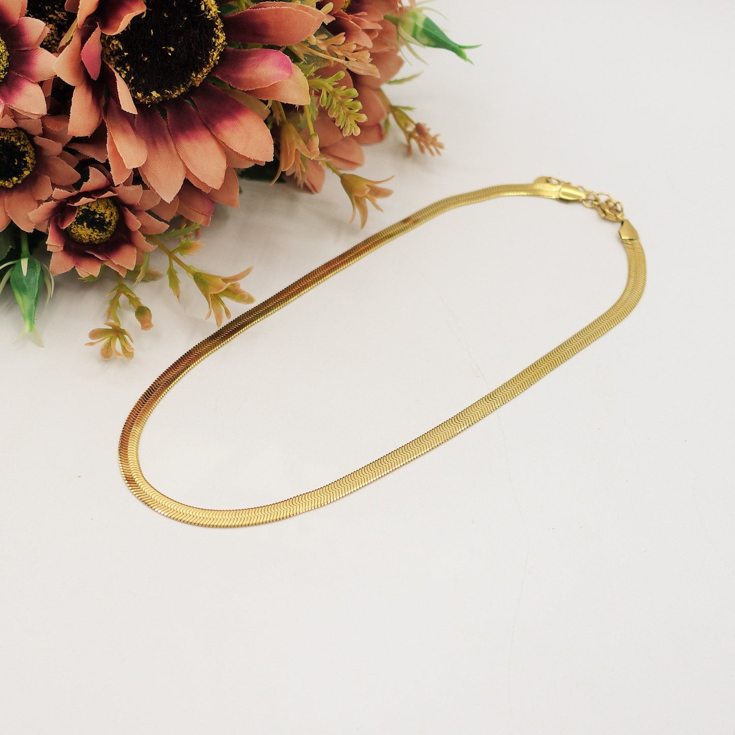 ELEONOR ~ choker in ACCIAIO INOSSIDABILE catena snake piatta