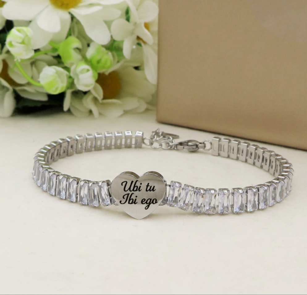 JULIANNE HEART - PERSONALIZZAMI ~ BRACCIALE Tennis in acciaio inossidabile + INCISIONE PERSONALIZZATA