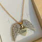 ANGEL HEART ~ ACCIAIO inossidabile - Collana ciondolo ali zirconate apribili con incisione PERSONALIZZATA