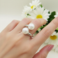 CLIO XL - Anello regolabile in ACCIAIO inossidabile con perle contrariè