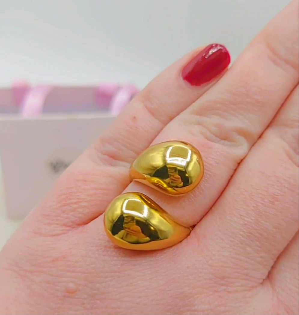 DROP ~ Anello regolabile in ACCIAIO INOSSIDABILE a goccia