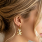 TEDDY CRYSTAL HOOPS in ACCIAIO inossidabile ~ Paio Orecchini orsetto zirconato pendenti con cubic zirconia