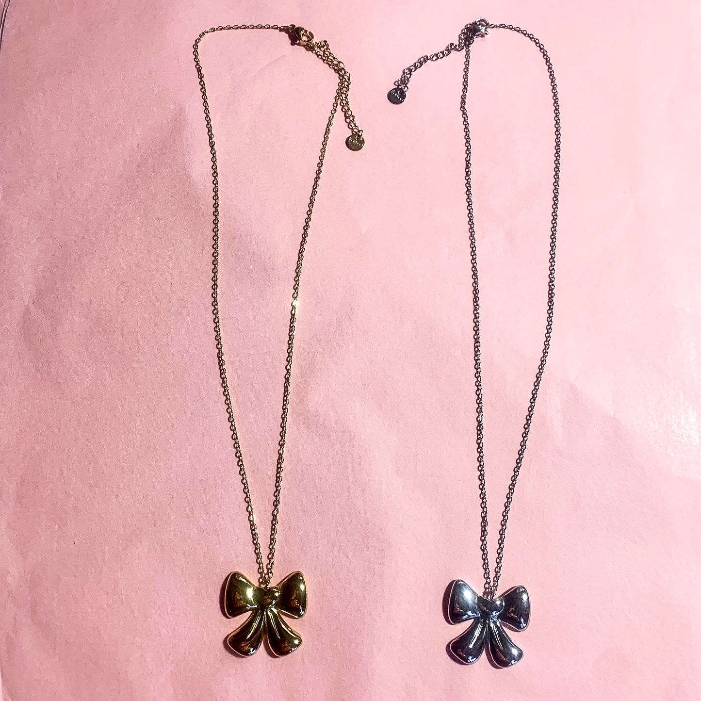 BOW 🎀 ~ ACCIAIO INOSSIDABILE - Collana ciondolo fiocco bombè
