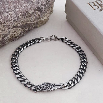 WING Bracciale uomo catena groumette con ala ACCIAIO INOSSIDABILE
