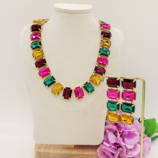 MARGOT Autumn SET -Collier & orecchini  con pietre sfaccettate