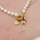 Collana perla PERSONALIZZATA ~ Timone con Doppia INIZIALE Zirconata in Acciaio inossidabile