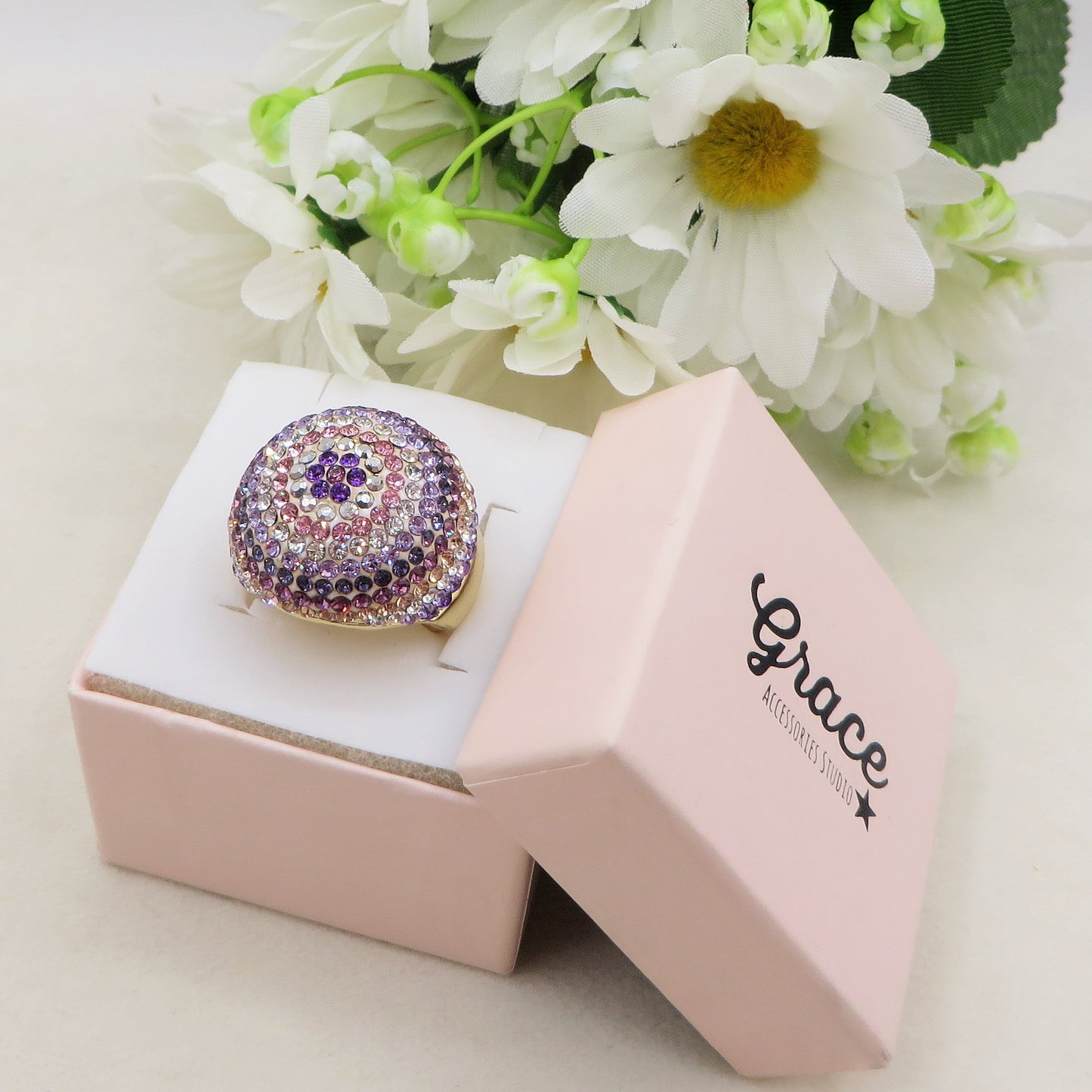LIZA - Cocktail ring regolabile con cubic zirconia