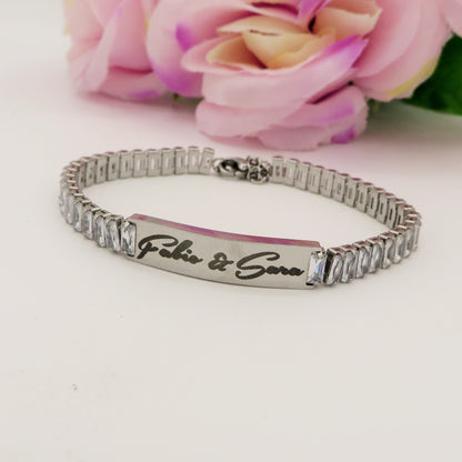 JULIANNE - PERSONALIZZAMI ~ BRACCIALE Tennis in acciaio inossidabile + INCISIONE PERSONALIZZATA