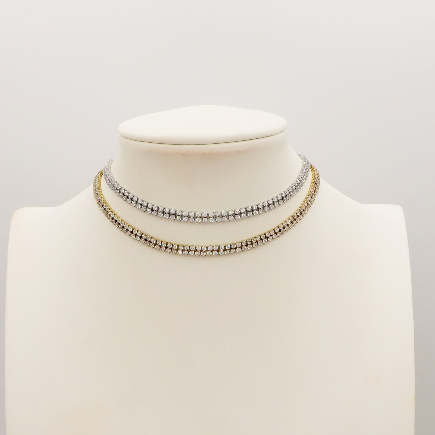 BELLATRIX ~ Tennis Choker doppio girocollo in ACCIAIO INOSSIDABILE con cubic zirconia