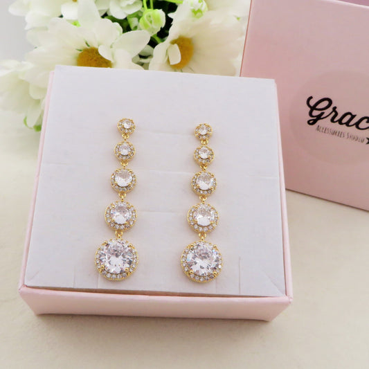 DELILAH PENDENTI ~ Orecchini in Cubic Zirconia rotondo