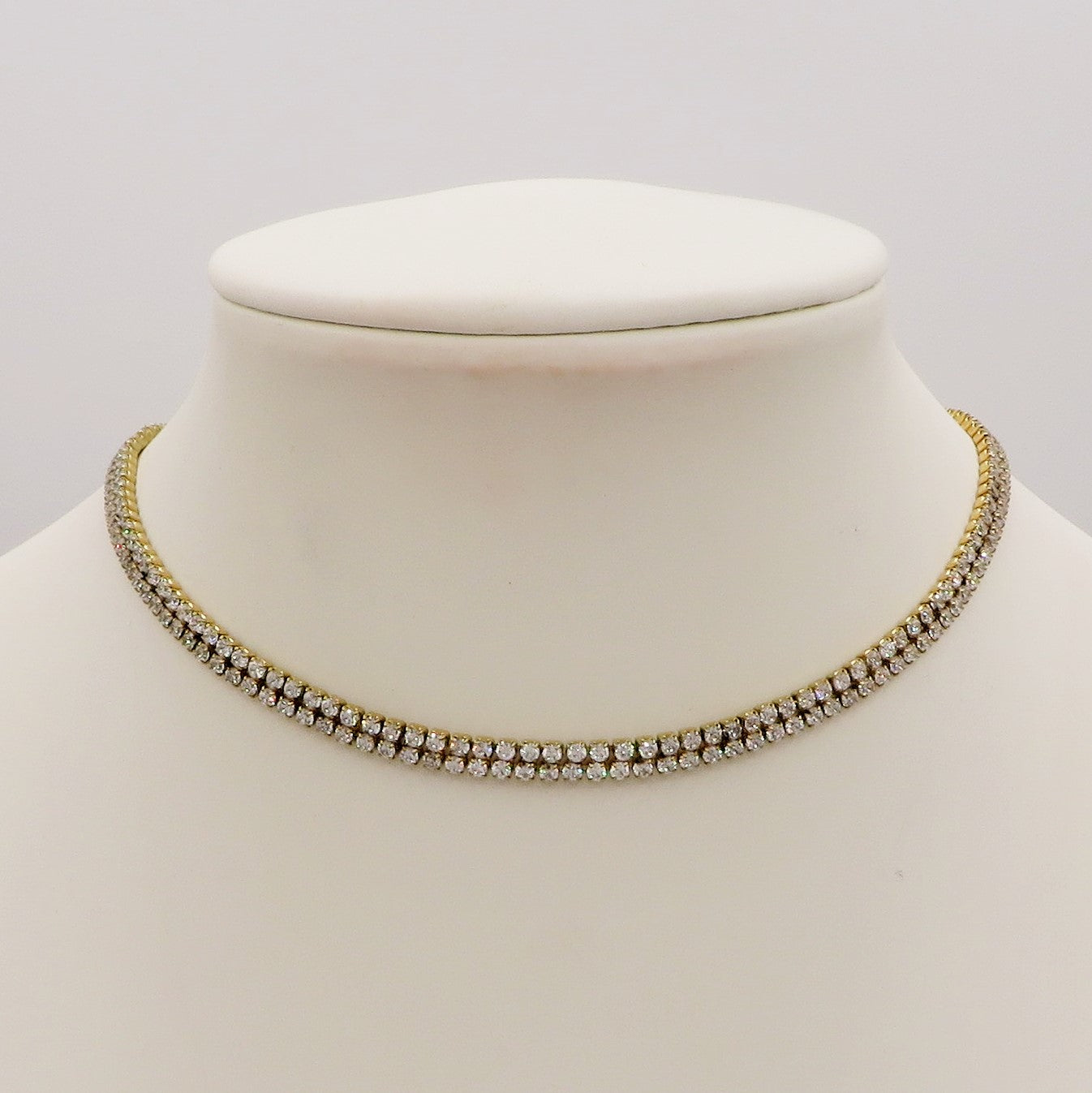BELLATRIX ~ Tennis Choker doppio girocollo in ACCIAIO INOSSIDABILE con cubic zirconia