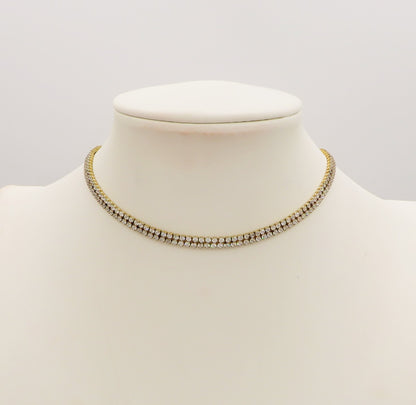 BELLATRIX ~ Tennis Choker doppio girocollo in ACCIAIO INOSSIDABILE con cubic zirconia