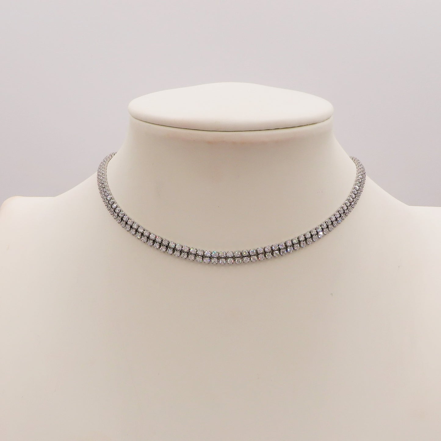 BELLATRIX ~ Tennis Choker doppio girocollo in ACCIAIO INOSSIDABILE con cubic zirconia