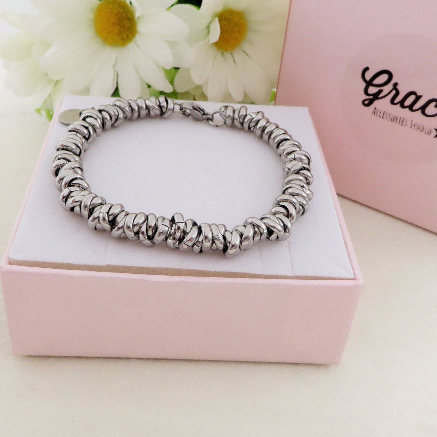 NODINI ACCIAIO INOSSIDABILE ~ Bracciale UNISEX in ACCIAIO con anelline e nodini
