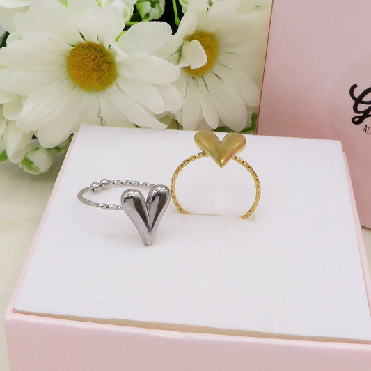 ALMA ~ Anello cuore appuntito ACCIAIO INOSSIDABILE
