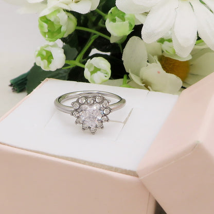 KATE HEART crystal - Anello regolabile in ACCIAIO inossidabile con cubic zirconia a forma di cuore