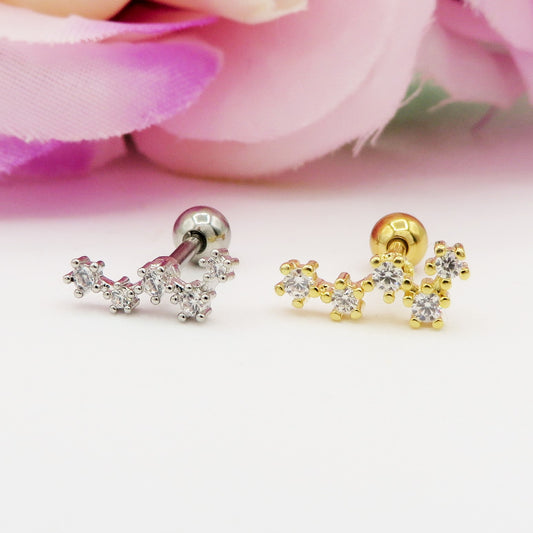 Via Lattea PIERCING - ACCIAIO INOSSIDABILE chirurgico 316L con cubic zirconia per Helix, Flat e Lobo