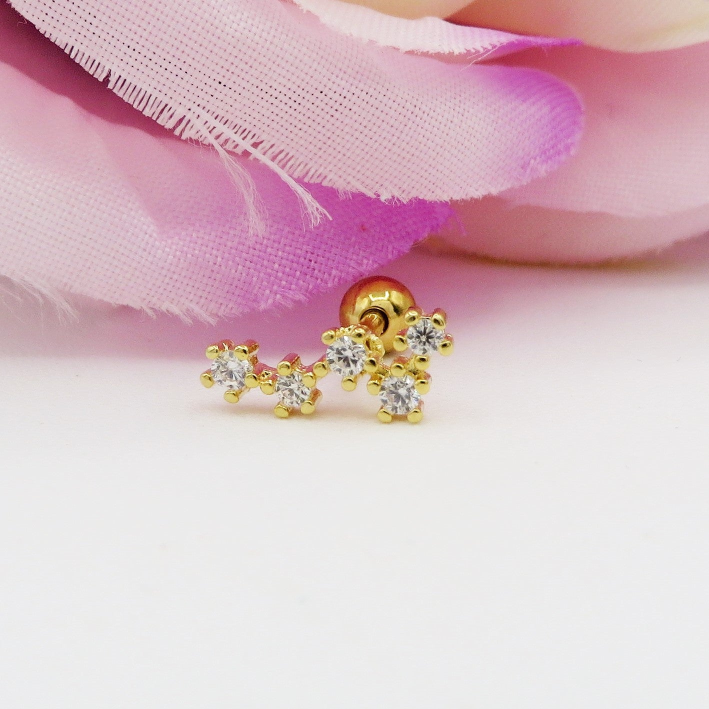 Via Lattea PIERCING - ACCIAIO INOSSIDABILE chirurgico 316L con cubic zirconia per Helix, Flat e Lobo