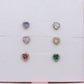 GEMMA SET 6 ORECCHINI Lobo acciaio inossidabile ~ 6 PZ ~  Orecchini a lobo con zirconi a forma cuore