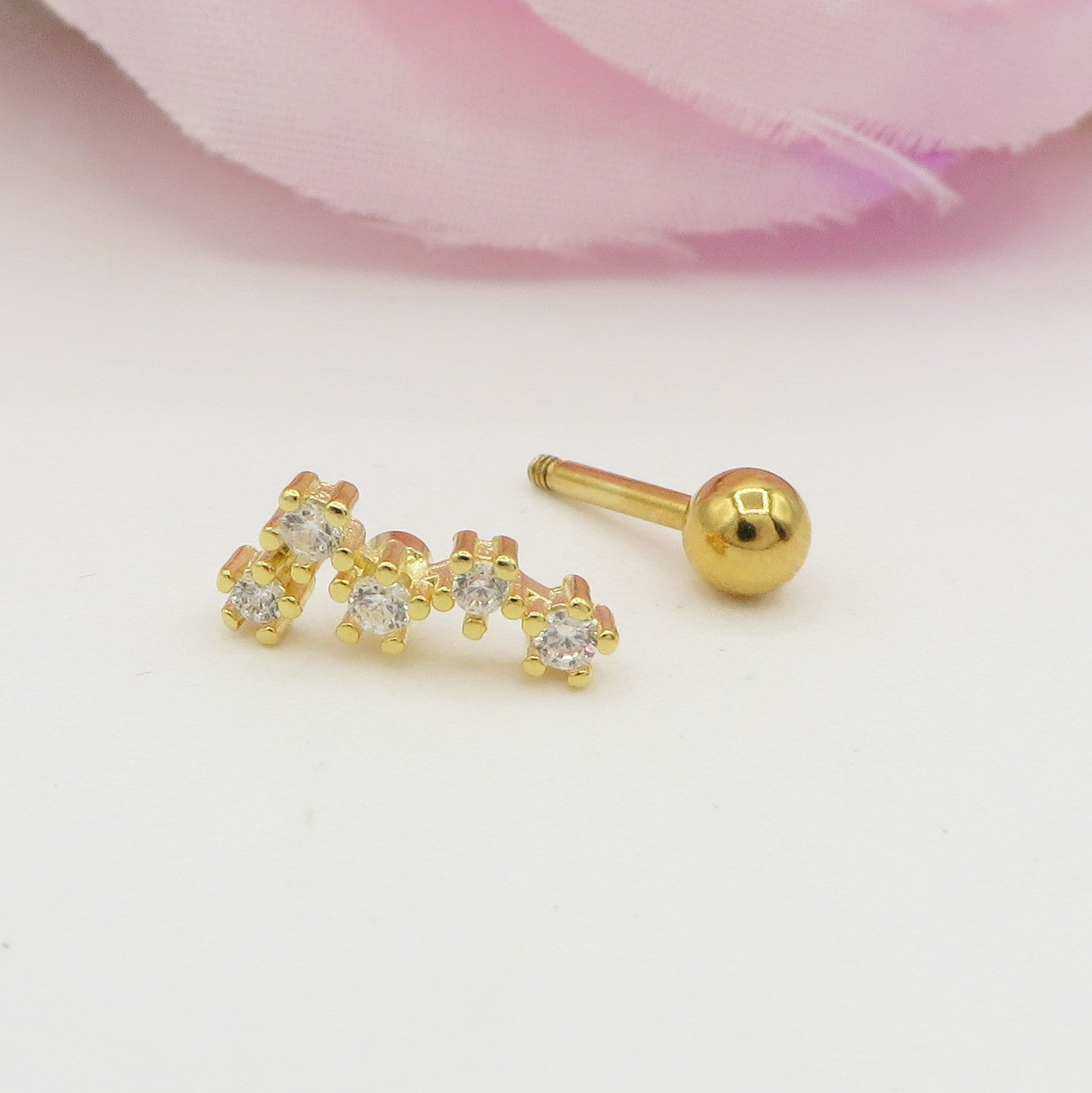 Via Lattea PIERCING - ACCIAIO INOSSIDABILE chirurgico 316L con cubic zirconia per Helix, Flat e Lobo
