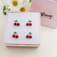 MINI CHERRIES ~ Orecchini Ciliegie a lobo in ACCIAIO inossidabile + cubic zirconia