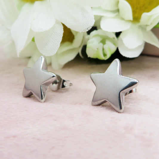 MINI STAR STUDS ~ paio orecchini ACCIAIO INOSSIDABILE stellina