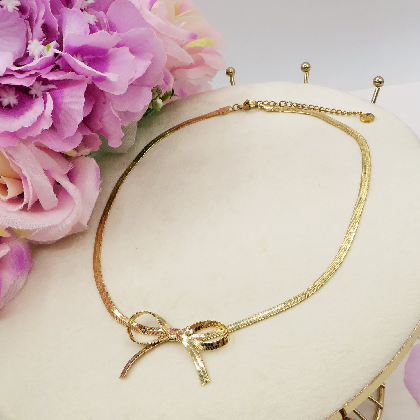 ELEONOR BOW ~ Collana choker Snake con fiocco in ACCIAIO INOSSIDABILE