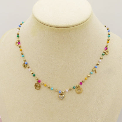 SOPHIE collana ~ ACCIAIO INOSSIDABILE ~ Collana  con charms e cristalli