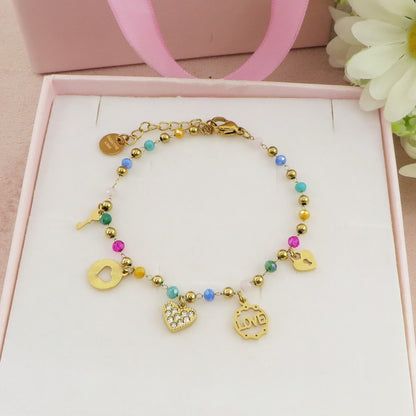 SOPHIE Bracciale ~ ACCIAIO INOSSIDABILE ~ Bracciale con charms e cristalli