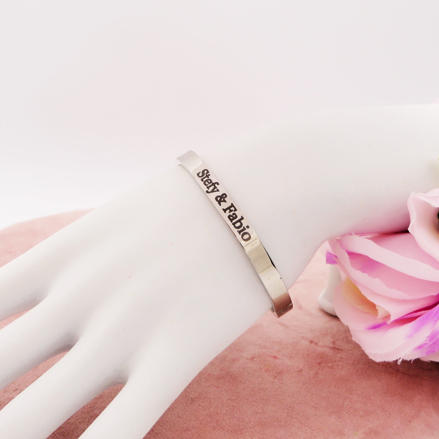 MANETTA OVALE - PERSONALIZZAMI ~ Bracciale in acciaio inossidabile + INCISIONE PERSONALIZZATA