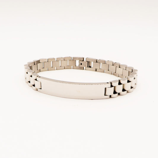 Bracciale uomo catena GROUMETTE 1cm con placca ACCIAIO