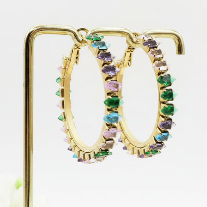 PIPER big hoops ~ ACCIAIO INOSSIDABILE - Paio Orecchini a Cerchio con cubic zirconia