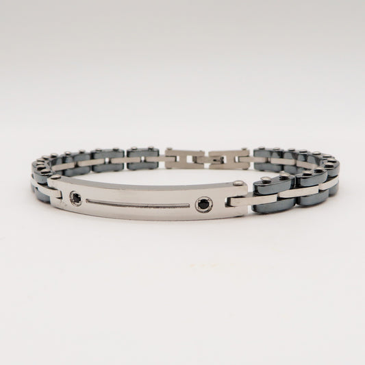BRACCIALE uomo ACCIAIO catena bicicletta + placca acciaio