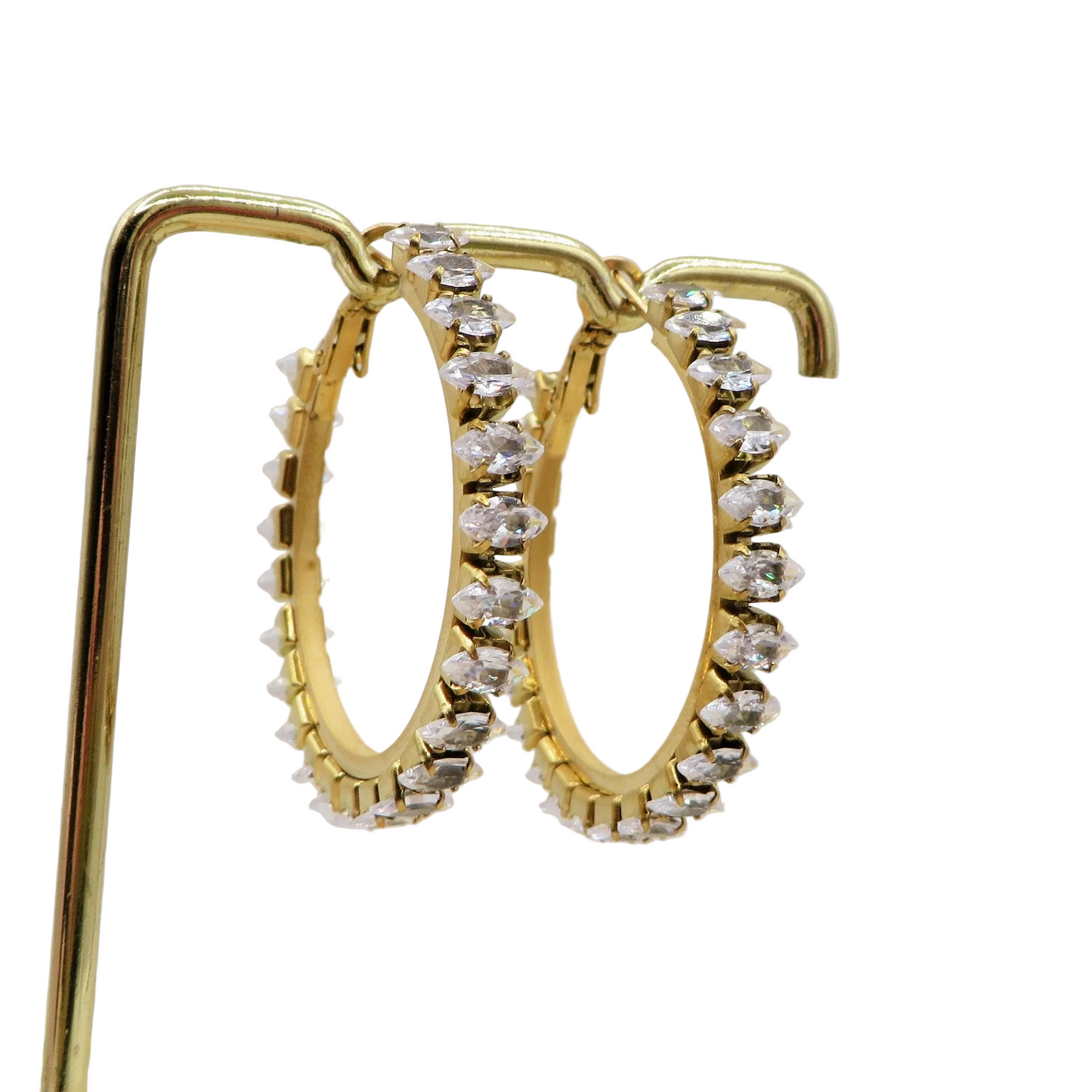 PIPER big hoops ~ ACCIAIO INOSSIDABILE - Paio Orecchini a Cerchio con cubic zirconia