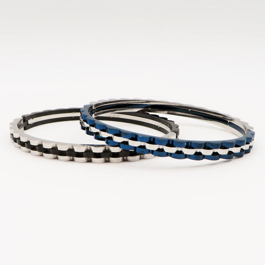 Bracciale uomo rigido  ACCIAIO INOSSIDABILE effetto ghiera cronografo